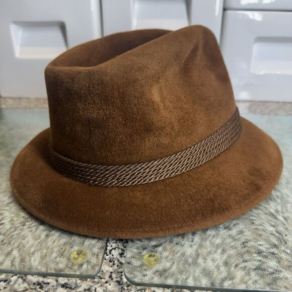 Vintage 1979 Dobbs Fifth Ave New York Fedora Hat Men's 7 1/8 Brown Fur Felt - Picture 8 of 16
